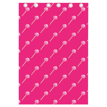 Pink Sweet Lollipop Pattern Print Curtain