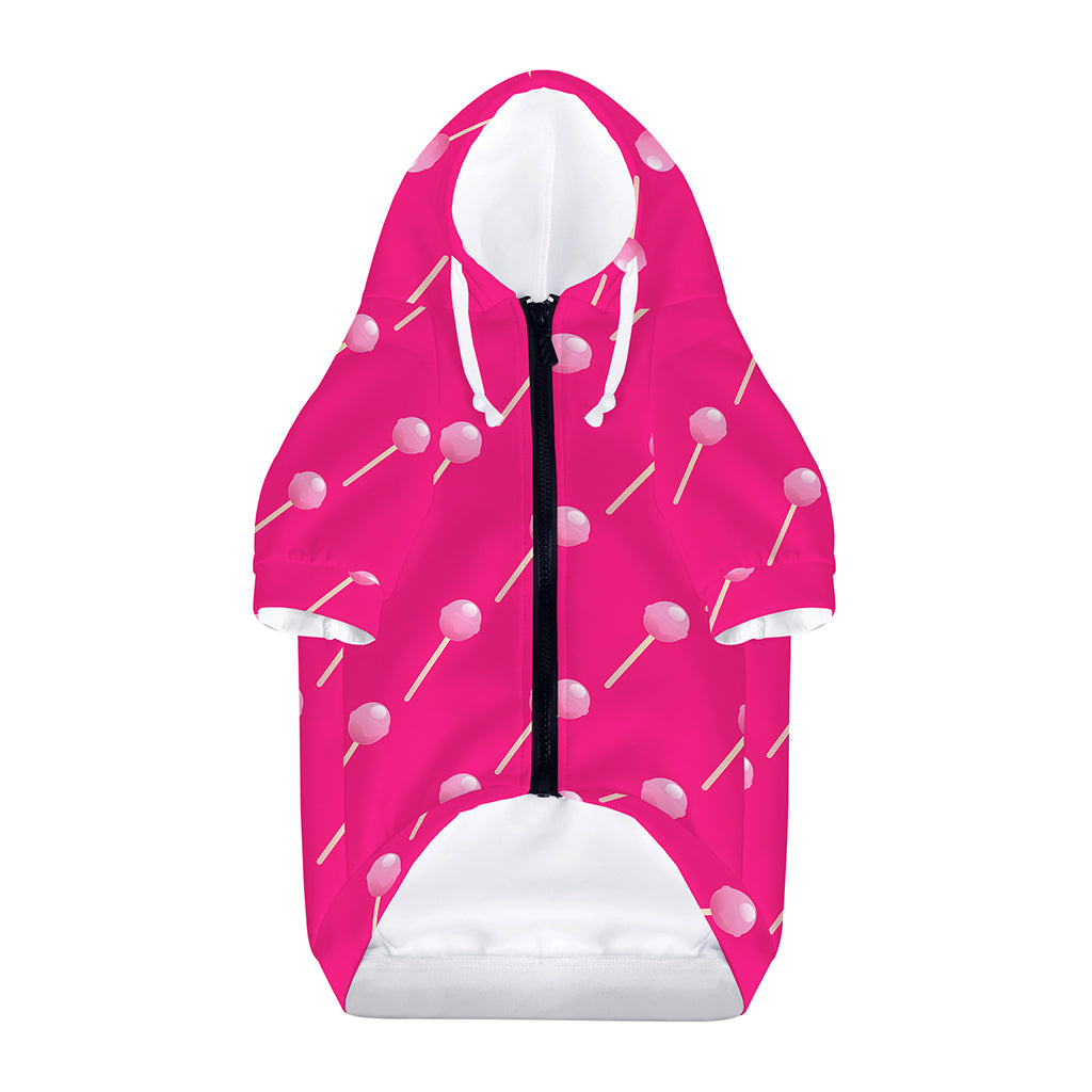 Pink Sweet Lollipop Pattern Print Dog Zip Up Hoodie