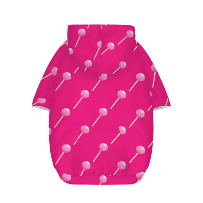 Pink Sweet Lollipop Pattern Print Dog Zip Up Hoodie