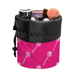 Pink Sweet Lollipop Pattern Print Drawstring Makeup Bag