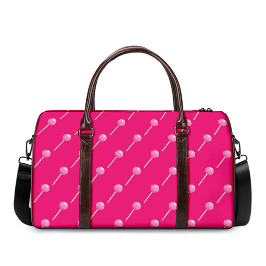 Pink Sweet Lollipop Pattern Print Duffle Bag