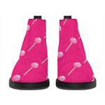 Pink Sweet Lollipop Pattern Print Flat Ankle Boots