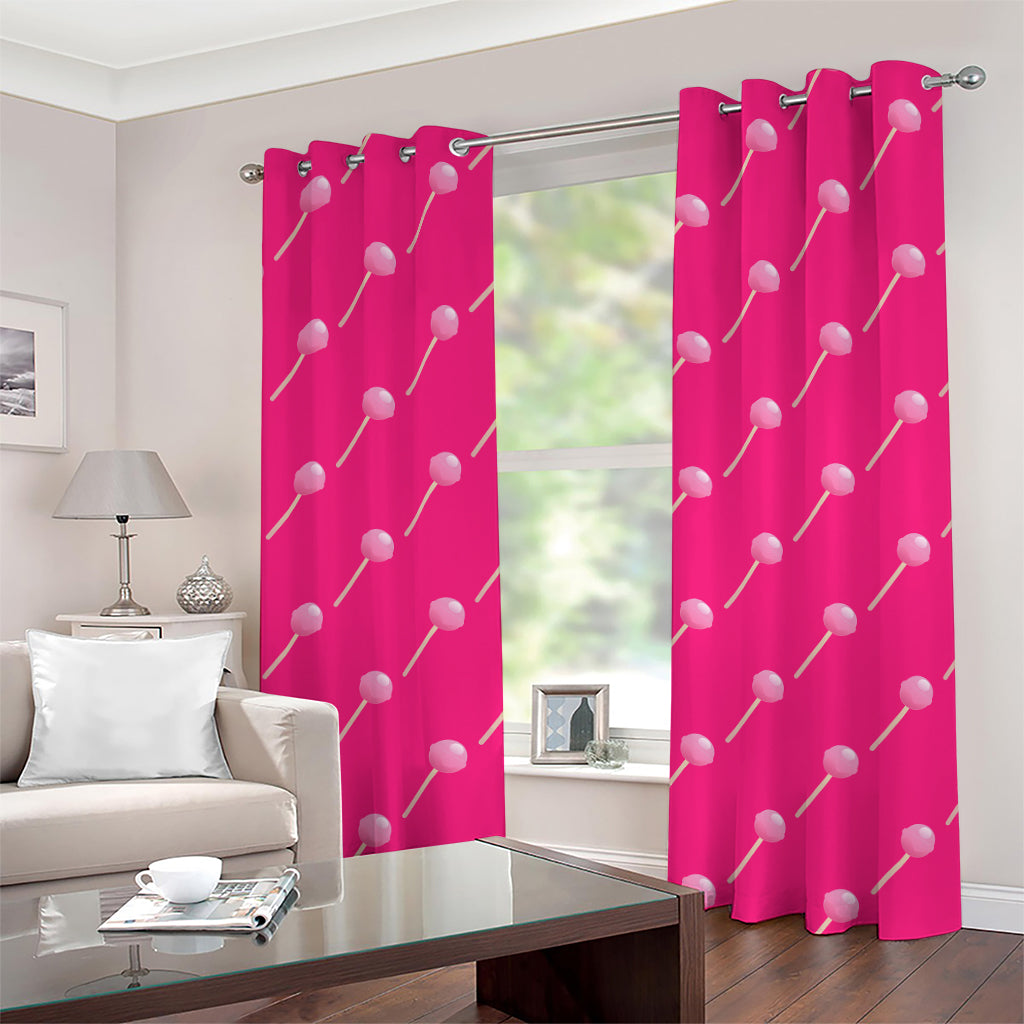 Pink Sweet Lollipop Pattern Print Grommet Curtains