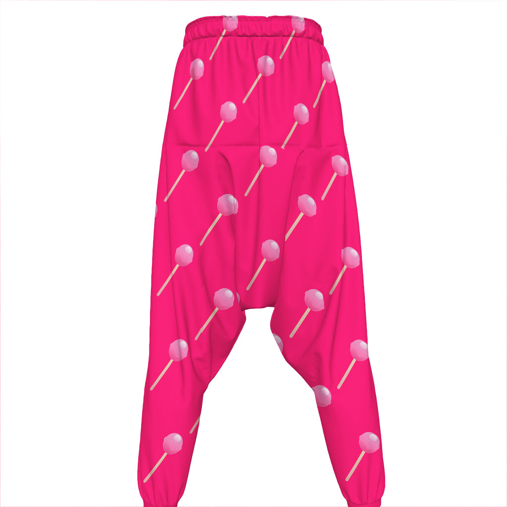 Pink Sweet Lollipop Pattern Print Hammer Pants