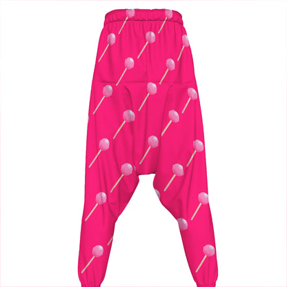 Pink Sweet Lollipop Pattern Print Hammer Pants