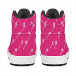Pink Sweet Lollipop Pattern Print High Top Leather Sneakers