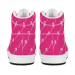 Pink Sweet Lollipop Pattern Print High Top Leather Sneakers