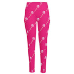 Pink Sweet Lollipop Pattern Print High-Waisted Pocket Leggings