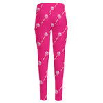 Pink Sweet Lollipop Pattern Print High-Waisted Pocket Leggings