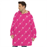 Pink Sweet Lollipop Pattern Print Hoodie Blanket
