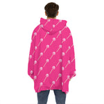 Pink Sweet Lollipop Pattern Print Hoodie Blanket