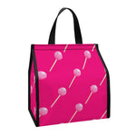 Pink Sweet Lollipop Pattern Print Insulated Lunch Tote