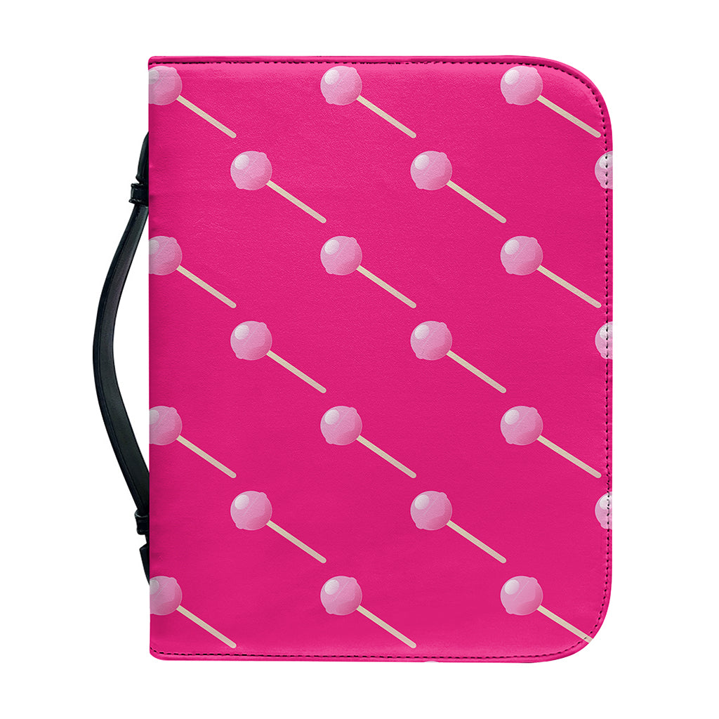 Pink Sweet Lollipop Pattern Print Leather Bible Cover