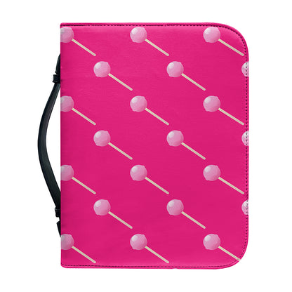 Pink Sweet Lollipop Pattern Print Leather Bible Cover