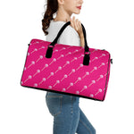 Pink Sweet Lollipop Pattern Print Leather Duffle Bag