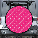 Pink Sweet Lollipop Pattern Print Leather Spare Tire Cover