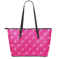 Pink Sweet Lollipop Pattern Print Leather Tote Bag With Zipper