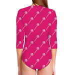 Pink Sweet Lollipop Pattern Print Long Sleeve Swimsuit