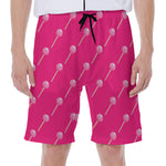 Pink Sweet Lollipop Pattern Print Men's Beach Shorts