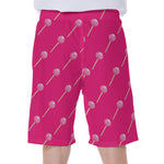 Pink Sweet Lollipop Pattern Print Men's Beach Shorts