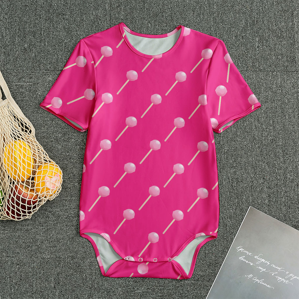 Pink Sweet Lollipop Pattern Print Men's Bodysuit
