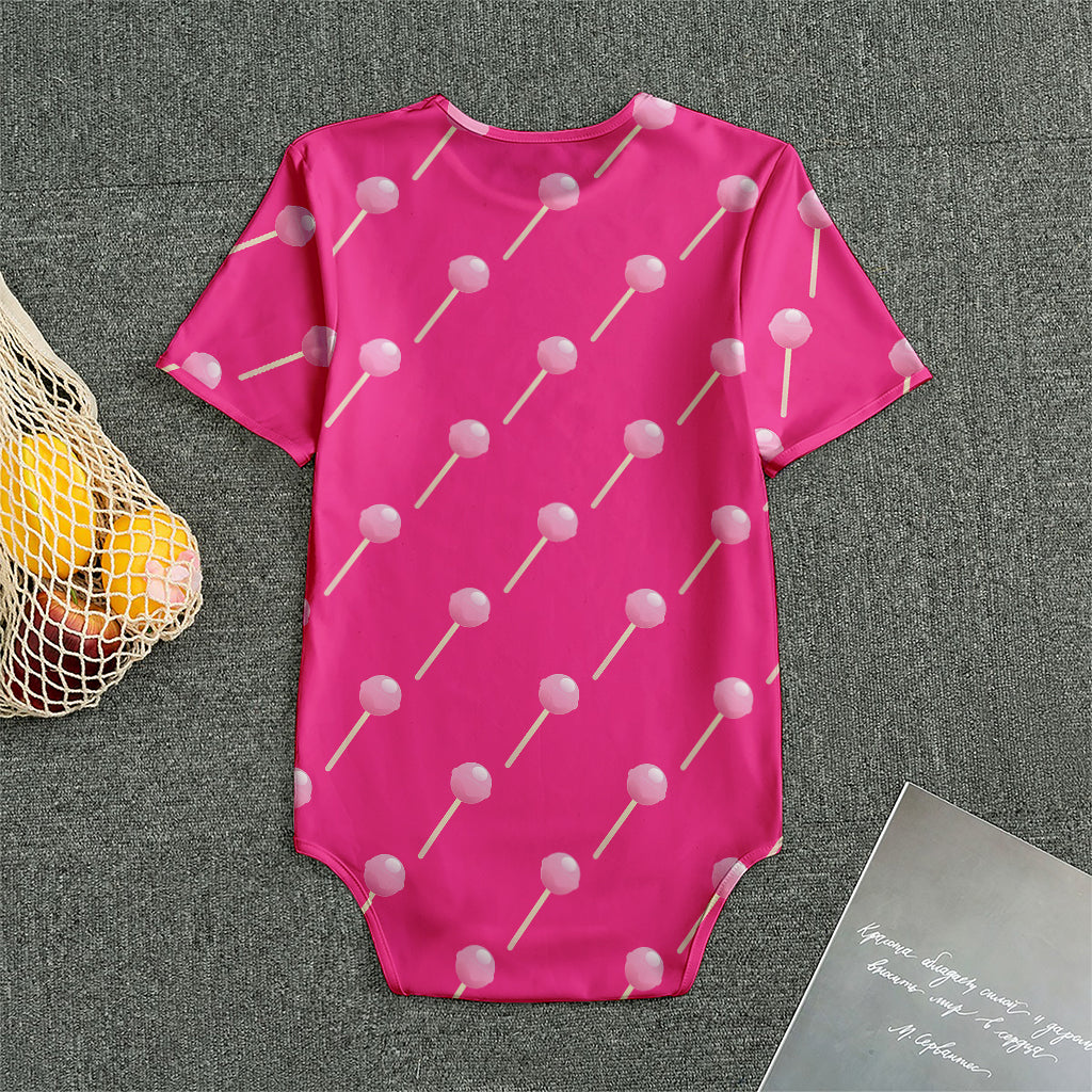 Pink Sweet Lollipop Pattern Print Men's Bodysuit
