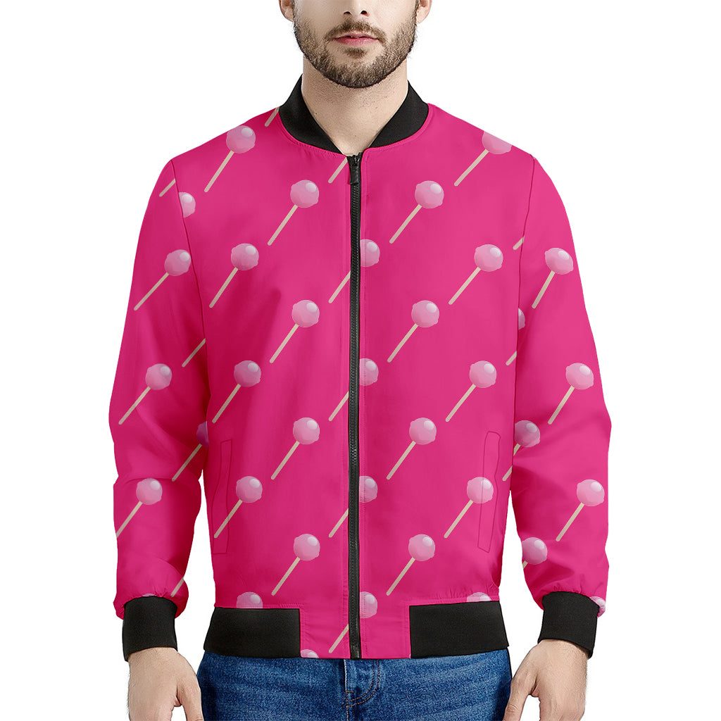 Pink Sweet Lollipop Pattern Print Men's Bomber Jacket