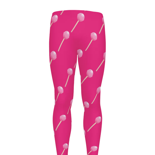 Pink Sweet Lollipop Pattern Print Men's leggings