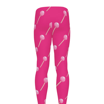 Pink Sweet Lollipop Pattern Print Men's leggings