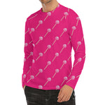 Pink Sweet Lollipop Pattern Print Men's Long Sleeve Rash Guard