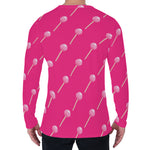 Pink Sweet Lollipop Pattern Print Men's Long Sleeve T-Shirt