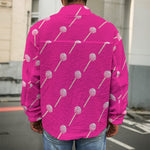 Pink Sweet Lollipop Pattern Print Men's Shirt Jacket