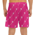 Pink Sweet Lollipop Pattern Print Men's Split Running Shorts