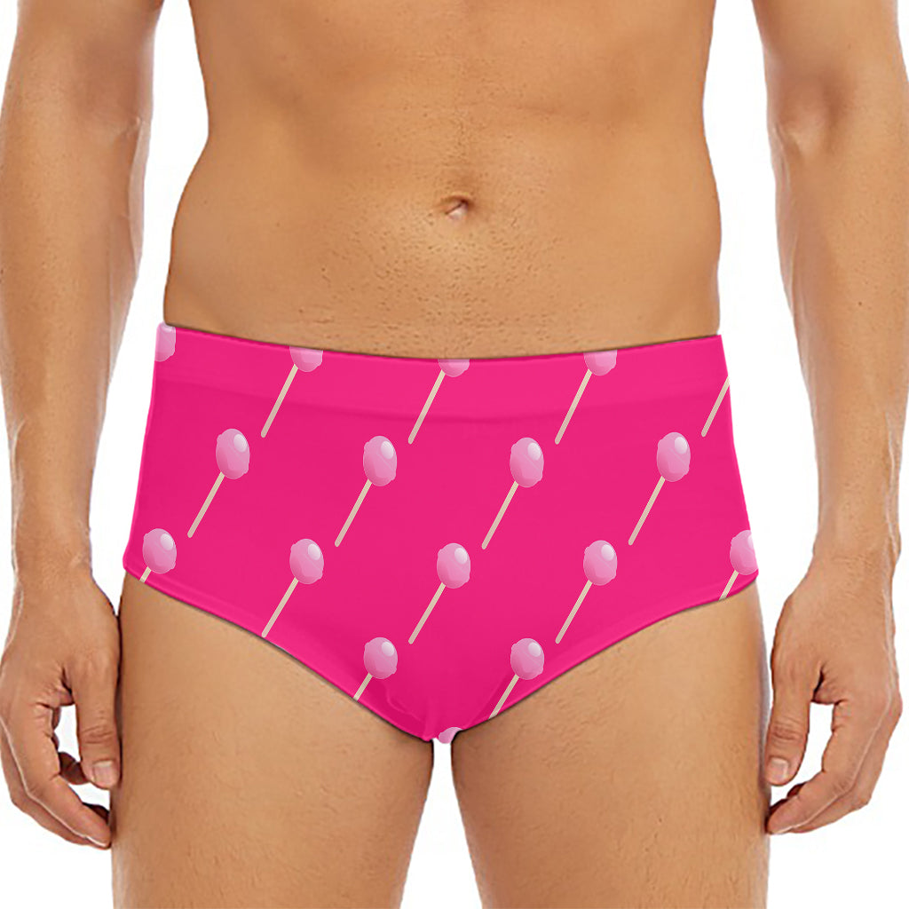 Pink Sweet Lollipop Pattern Print Men's Triangle Swim Briefs