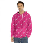 Pink Sweet Lollipop Pattern Print Men's Velvet Pullover Hoodie