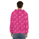 Pink Sweet Lollipop Pattern Print Men's Velvet Pullover Hoodie