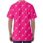 Pink Sweet Lollipop Pattern Print Men's Velvet T-Shirt