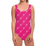 Pink Sweet Lollipop Pattern Print One Piece Swimsuit