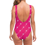 Pink Sweet Lollipop Pattern Print One Piece Swimsuit