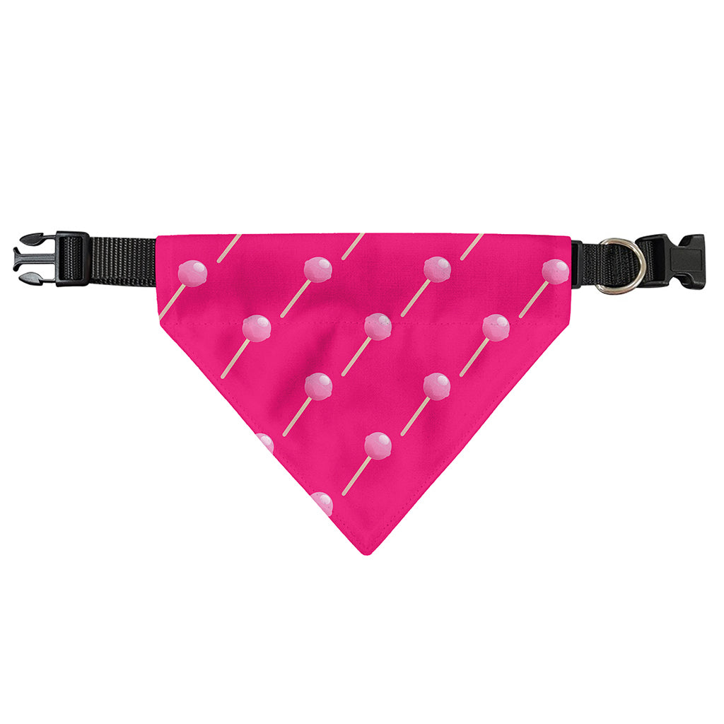 Pink Sweet Lollipop Pattern Print Over The Collar Dog Bandana