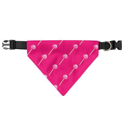 Pink Sweet Lollipop Pattern Print Over The Collar Dog Bandana