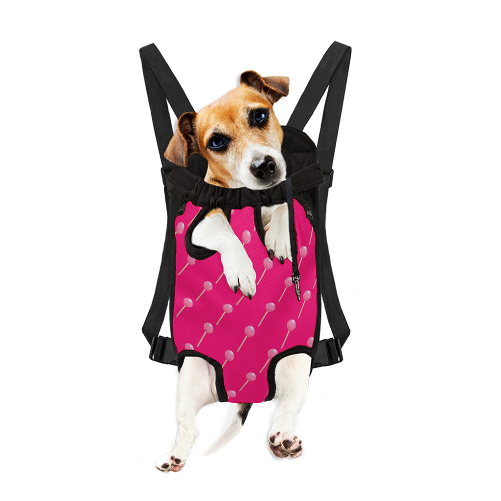 Pink Sweet Lollipop Pattern Print Pet Carrier Backpack