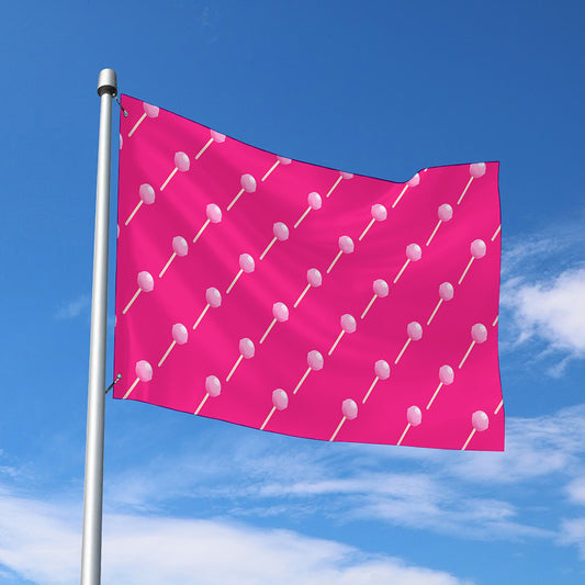 Pink Sweet Lollipop Pattern Print Polyester Flag