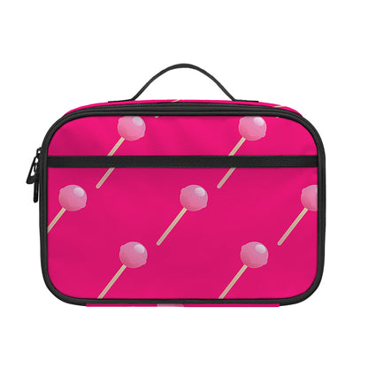 Pink Sweet Lollipop Pattern Print Portable Lunch Bag