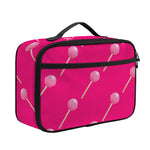 Pink Sweet Lollipop Pattern Print Portable Lunch Bag