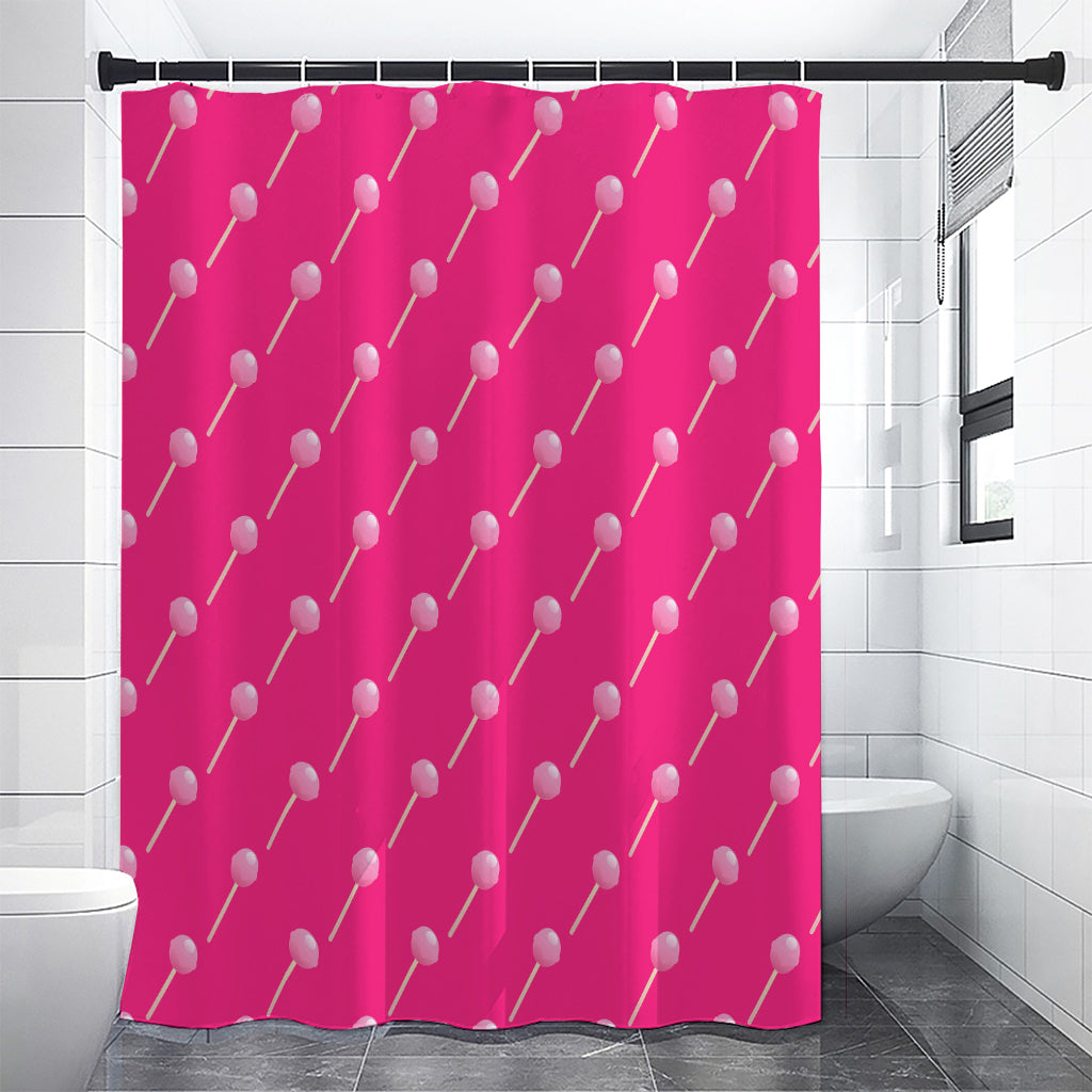 Pink Sweet Lollipop Pattern Print Premium Shower Curtain