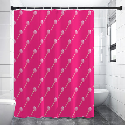 Pink Sweet Lollipop Pattern Print Premium Shower Curtain