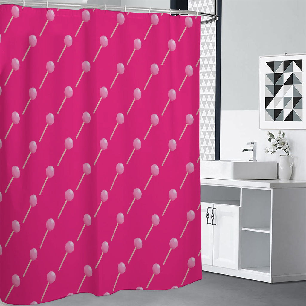Pink Sweet Lollipop Pattern Print Premium Shower Curtain