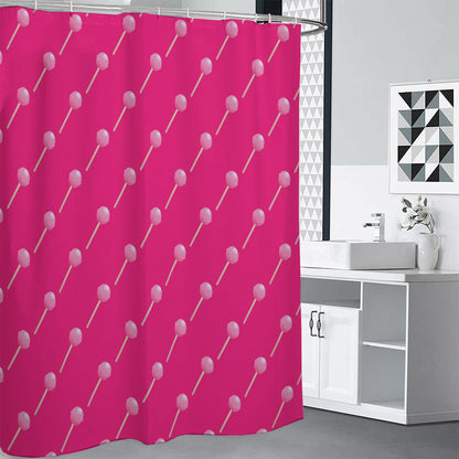 Pink Sweet Lollipop Pattern Print Premium Shower Curtain