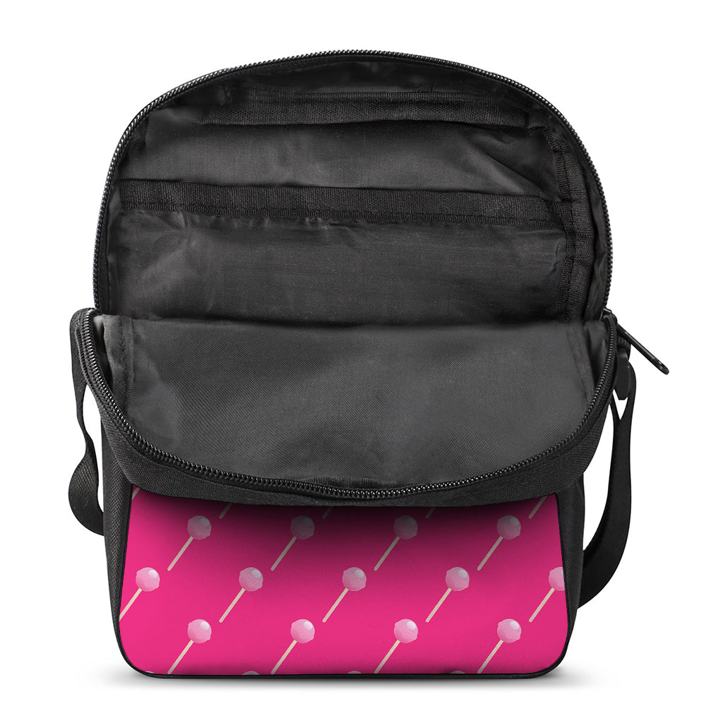 Pink Sweet Lollipop Pattern Print Rectangular Crossbody Bag